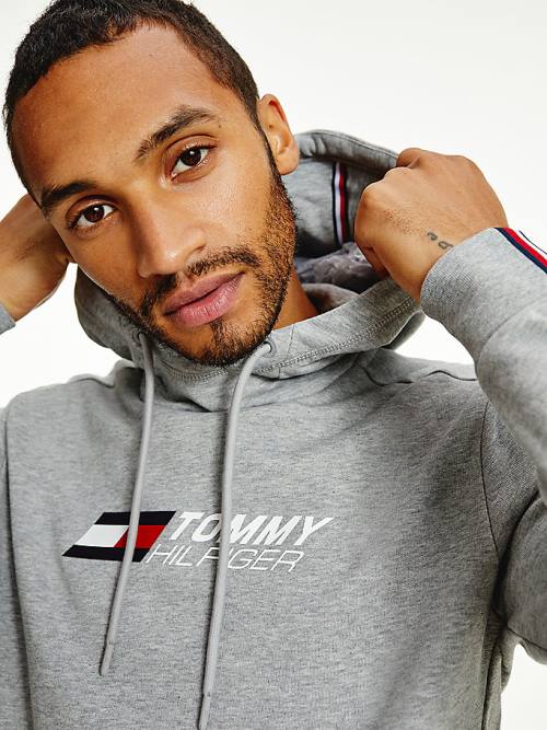 Grey Tommy Hilfiger Sport Essential Organic Cotton Men's Hoodie | TH672NXJ