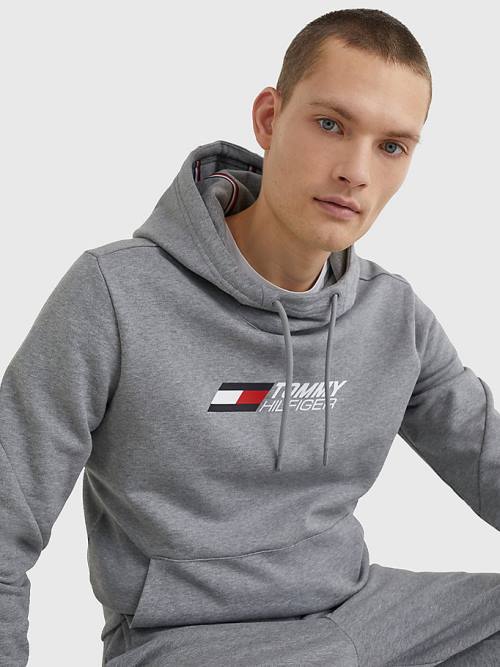 Grey Tommy Hilfiger Sport Essential TH Cool Men's Hoodie | TH063GOJ