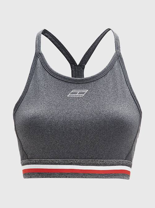 Grey Tommy Hilfiger Sport Low Support Metallic Detail Bra Women's Underwear | TH643MZX