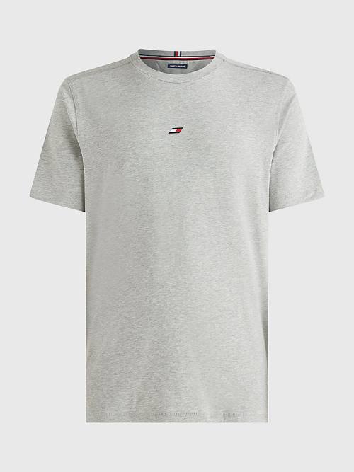 Grey Tommy Hilfiger Sport Organic Cotton Motion Flag Men's T Shirts | TH140GDL