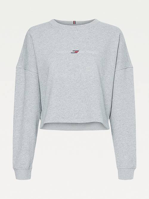 Grey Tommy Hilfiger Sport TH Cool Cropped Women's Sweatshirts | TH981JGH