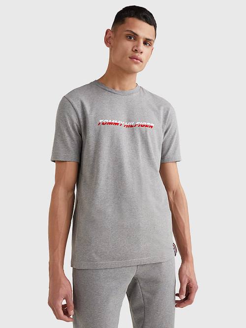 Grey Tommy Hilfiger Sport TH Cool Graphic Men\'s T Shirts | TH379LQX