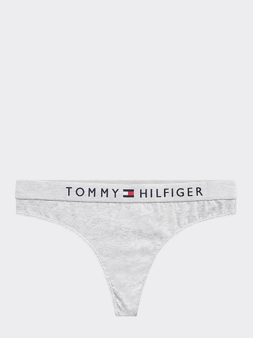 Grey Tommy Hilfiger Stretch Cotton Thong Women's Underwear | TH709ZTA