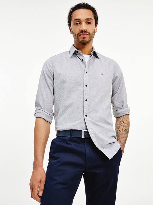 Grey Tommy Hilfiger TH Flex Flannel Slim Fit Men's Shirts | TH379HFJ