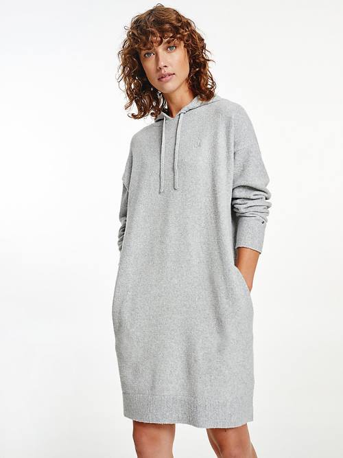 Grey Tommy Hilfiger TH Flex Hooded Jumper Women's Dress | TH624JXC