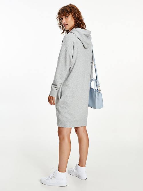 Grey Tommy Hilfiger TH Flex Hooded Jumper Women's Dress | TH624JXC