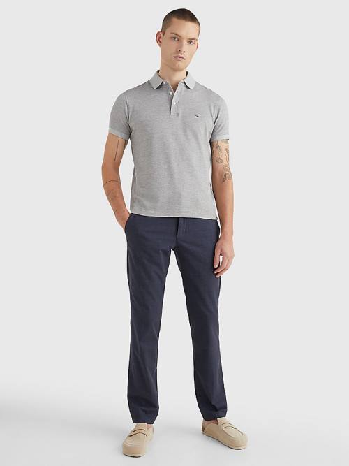 Grey Tommy Hilfiger TH Flex Slim Fit Men's Polo Shirts | TH574DBM