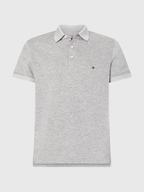 Grey Tommy Hilfiger TH Flex Slim Fit Men's Polo Shirts | TH574DBM