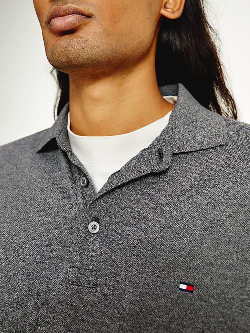 Grey Tommy Hilfiger TH Flex Slim Fit Men's Polo Shirts | TH671EPR