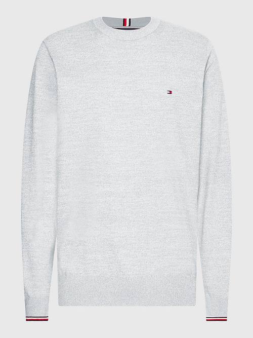 Grey Tommy Hilfiger TH Flex Tipped Cuffs Jumper Men's Sweaters | TH802XKO