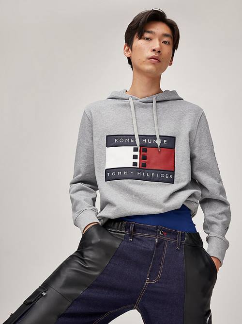 Grey Tommy Hilfiger TOMMYXROMEO Dual-Gender Men's Hoodie | TH619AQX