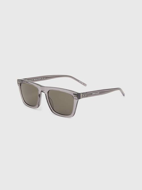 Grey Tommy Hilfiger Thick Rimmed Rectangular Men\'s Sunglasses | TH094UMC