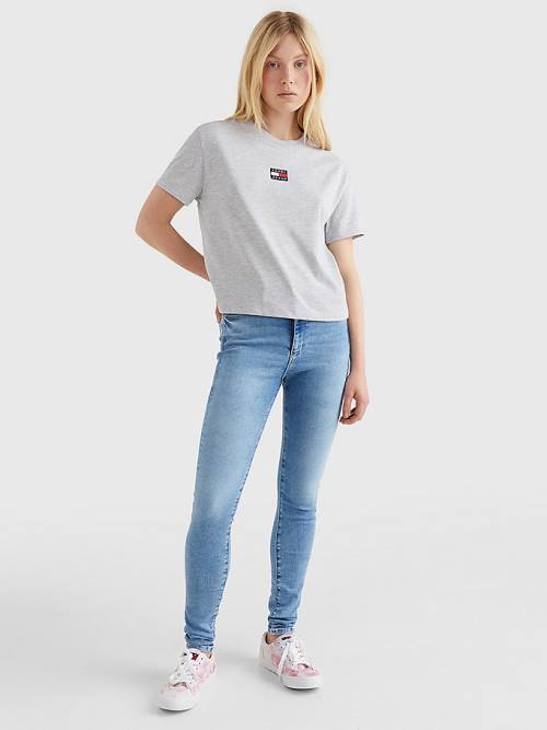 Grey Tommy Hilfiger Tommy Badge Crew Neck Women's T Shirts | TH603SXE