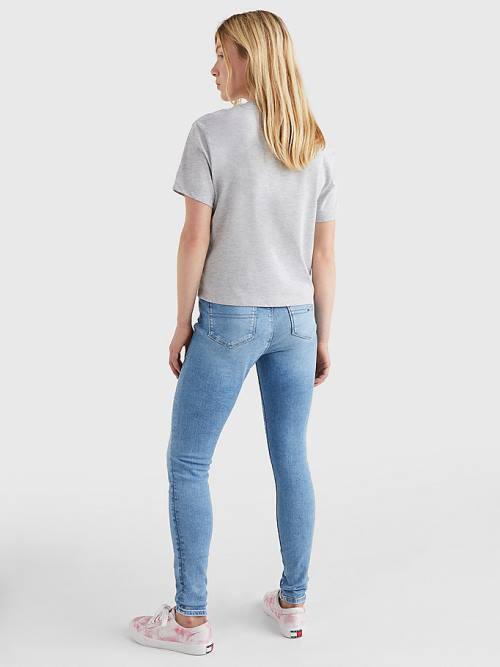 Grey Tommy Hilfiger Tommy Badge Crew Neck Women's T Shirts | TH603SXE