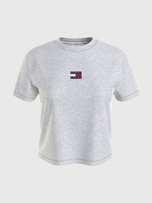 Grey Tommy Hilfiger Tommy Badge Crew Neck Women's T Shirts | TH603SXE