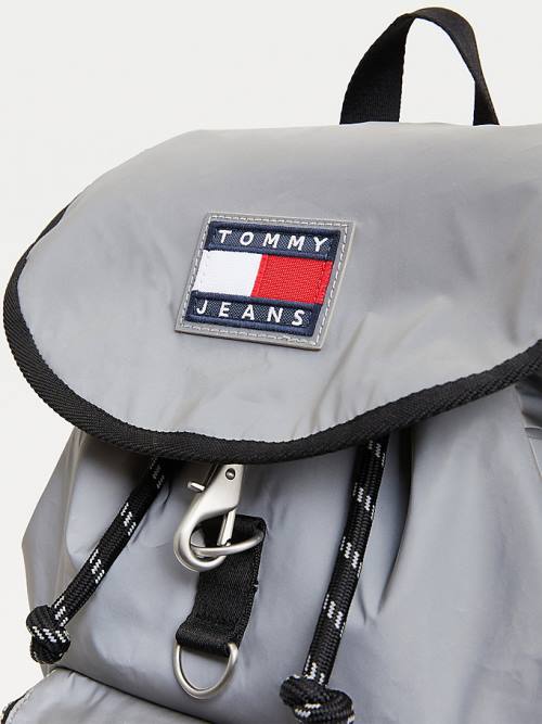 Grey Tommy Hilfiger Tommy Badge Reflective Backpack Men's Bags | TH517JTF