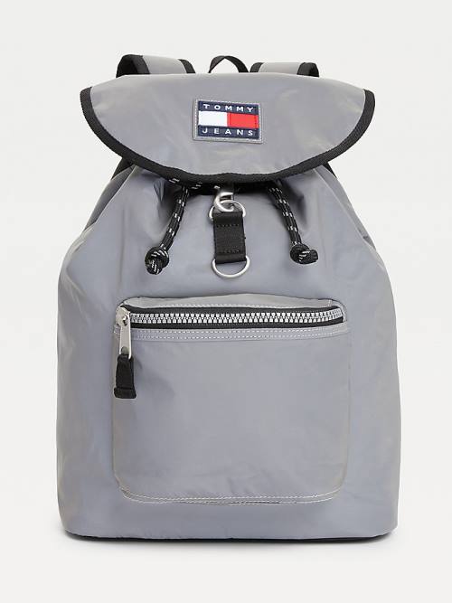 Grey Tommy Hilfiger Tommy Badge Reflective Backpack Men\'s Bags | TH517JTF