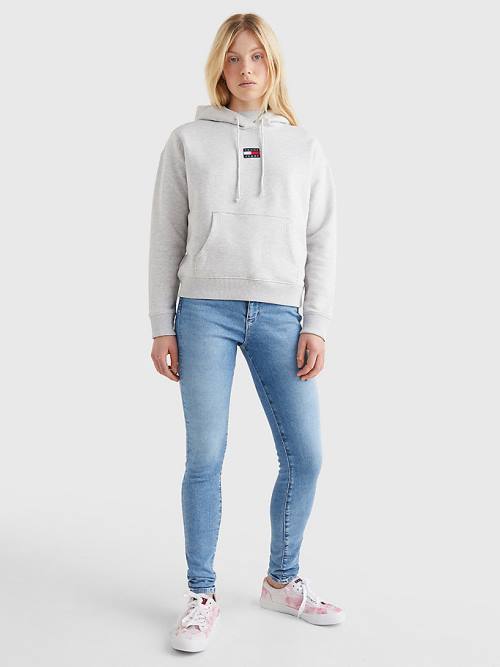 Grey Tommy Hilfiger Tommy Badge Women's Hoodie | TH940ACD