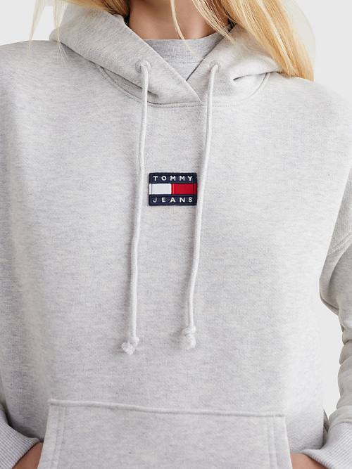 Grey Tommy Hilfiger Tommy Badge Women's Hoodie | TH940ACD