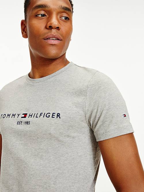 Grey Tommy Hilfiger Tommy Hilfiger Logo Men's T Shirts | TH731KPU