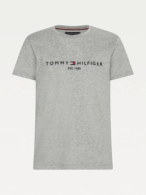 Grey Tommy Hilfiger Tommy Hilfiger Logo Men's T Shirts | TH731KPU