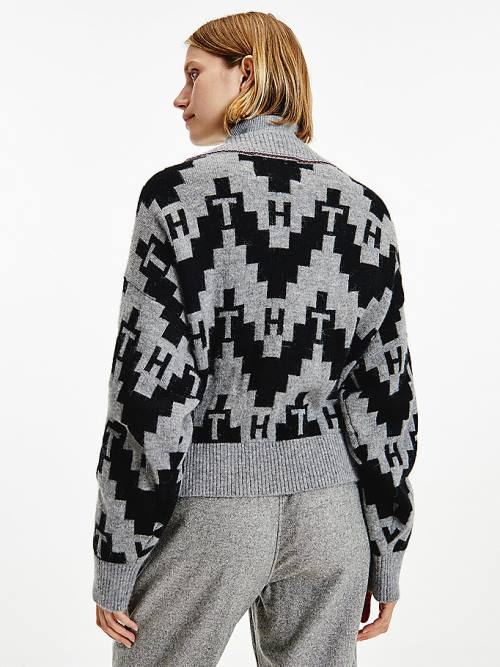 Grey Tommy Hilfiger Tommy Icons Fair Isle Cardigan Women's Sweaters | TH436EMC