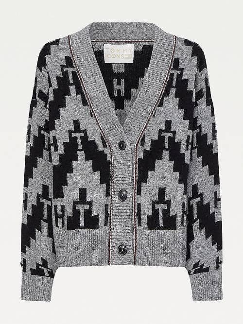 Grey Tommy Hilfiger Tommy Icons Fair Isle Cardigan Women's Sweaters | TH436EMC