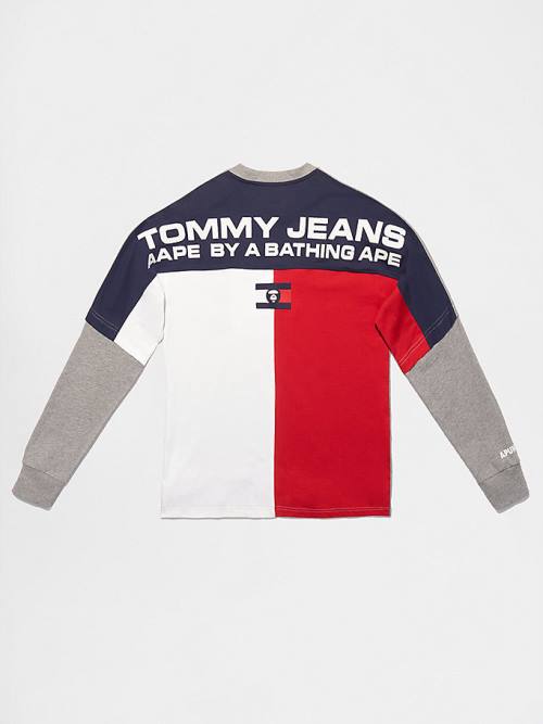 Grey Tommy Hilfiger Tommy X AAPE Long Sleeve Men's T Shirts | TH863MXU