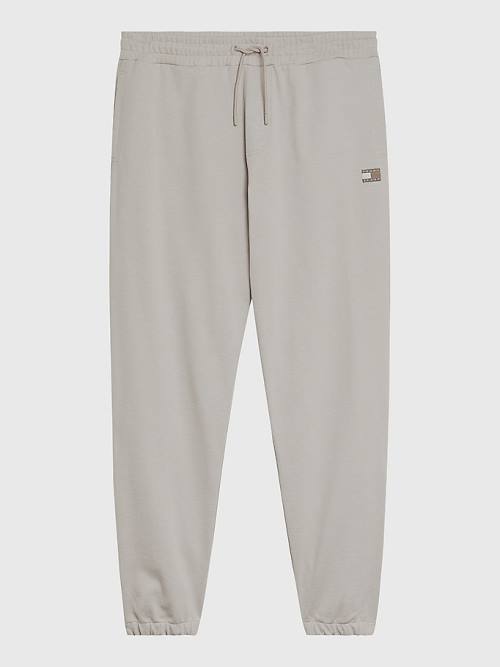 Grey Tommy Hilfiger Tonal Logo Relaxed Fit Joggers Men's Pants | TH927ZQA