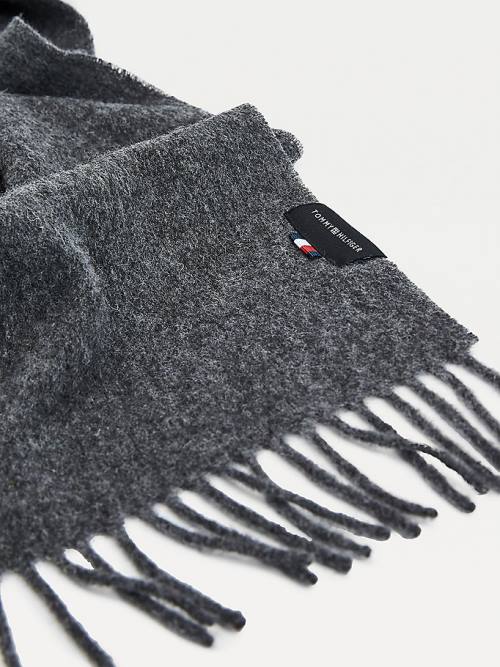 Grey Tommy Hilfiger Uptown Pure Wool Men's Scarves | TH509PIM