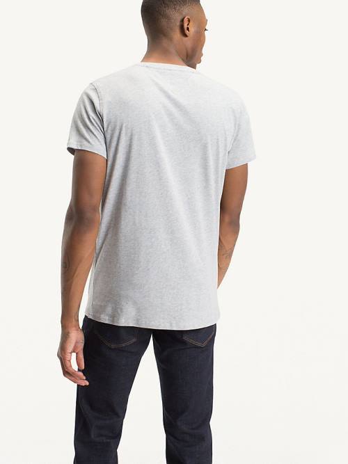 Grey Tommy Hilfiger V-Neck Men's T Shirts | TH524PHS