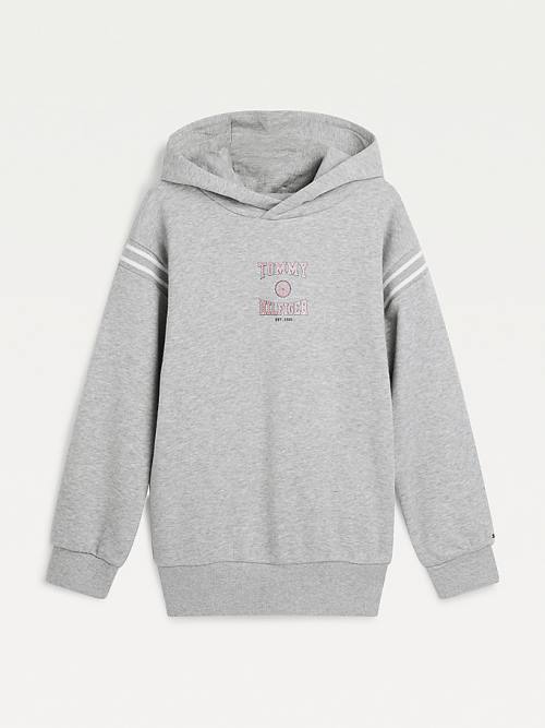 Grey Tommy Hilfiger Varsity Logo Slouchy Girls' Hoodie | TH753WZC