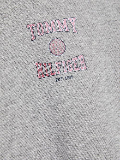 Grey Tommy Hilfiger Varsity Logo Slouchy Girls' Hoodie | TH753WZC