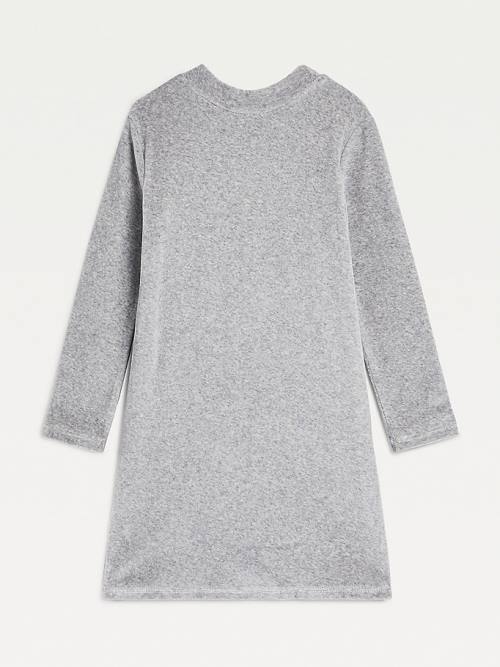 Grey Tommy Hilfiger Velour Metallic Tape Girls' Dress | TH103AFK