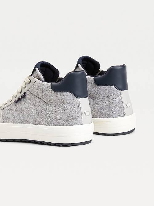 Grey Tommy Hilfiger Vulcanised Felt High-Top Men's Sneakers | TH982MST