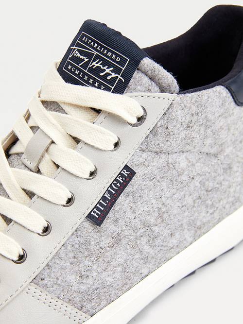 Grey Tommy Hilfiger Vulcanised Felt High-Top Men's Sneakers | TH982MST