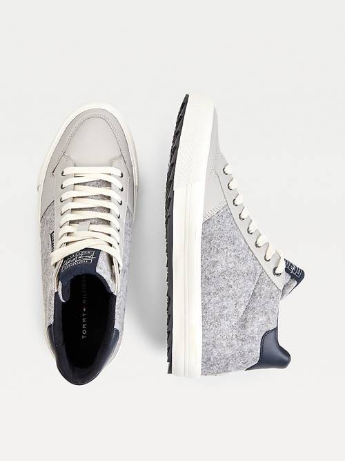 Grey Tommy Hilfiger Vulcanised Felt High-Top Men's Sneakers | TH982MST