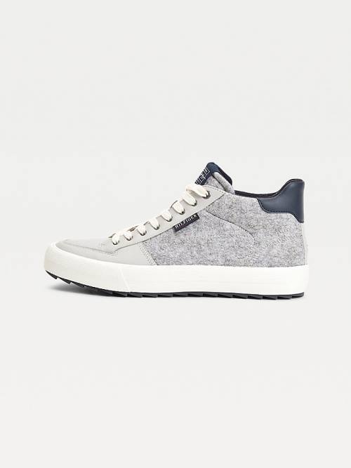 Grey Tommy Hilfiger Vulcanised Felt High-Top Men's Sneakers | TH982MST