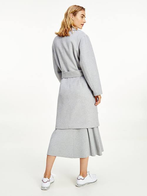 Grey Tommy Hilfiger Wool Blend Belted Women's Coats | TH724DIJ