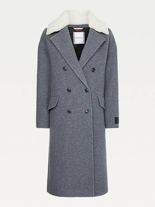 Grey Tommy Hilfiger Wool Blend Double Breasted Women's Coats | TH613UPR