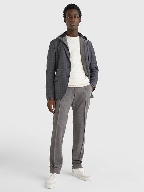 Grey Tommy Hilfiger Wool Check Constructed Men's Blazers | TH658UFT