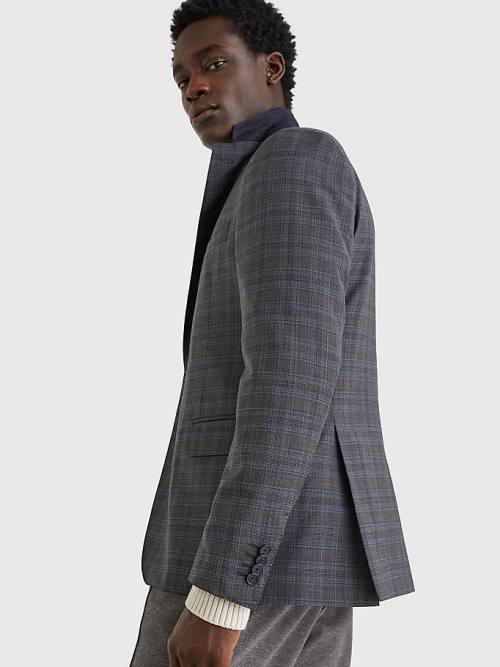 Grey Tommy Hilfiger Wool Check Constructed Men's Blazers | TH658UFT