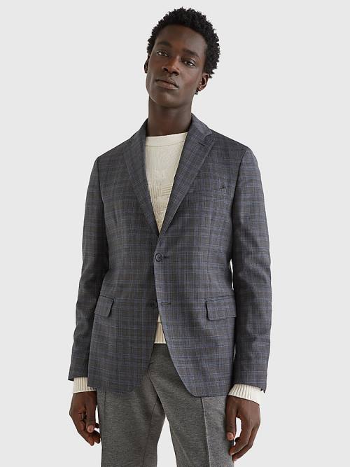 Grey Tommy Hilfiger Wool Check Constructed Men\'s Blazers | TH658UFT