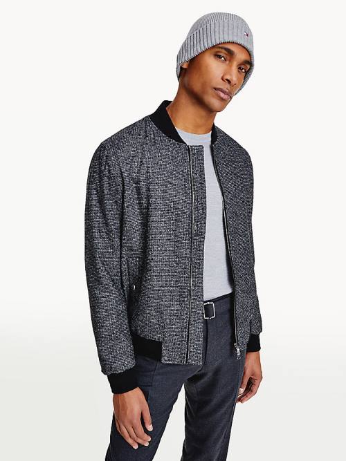 Grey Tommy Hilfiger Wool Silk Blend Suit Bomber Men\'s Jackets | TH832OGX