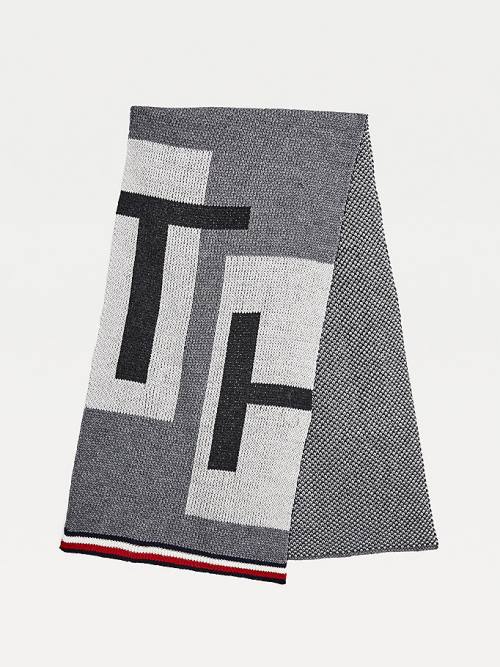 Grey Tommy Hilfiger Woven Logo Signature Trim Men\'s Scarves | TH572VTY