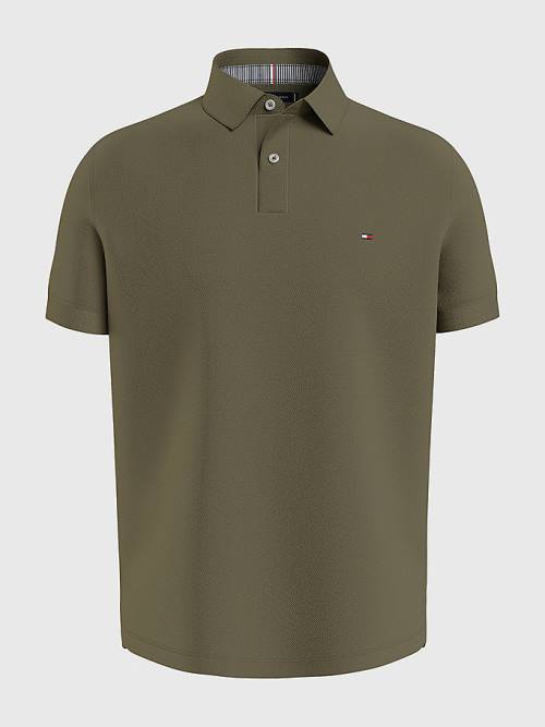 Khaki Tommy Hilfiger 1985 Essential TH Flex Men\'s Polo Shirts | TH758VYZ