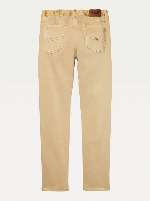 Khaki Tommy Hilfiger Adaptive Elasticated Slim Straight Men's Jeans | TH216JUE