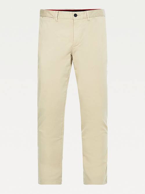 Khaki Tommy Hilfiger Bleecker Satin Slim Fit Chinos Men's Pants | TH824FMY