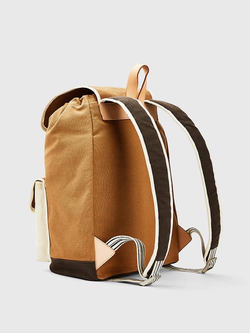 Khaki Tommy Hilfiger Canvas Flap Backpack Men's Bags | TH640FMX