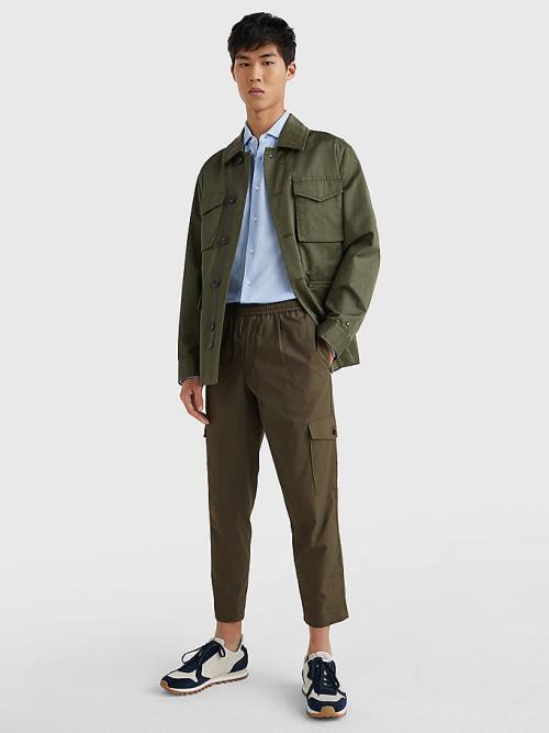 Khaki Tommy Hilfiger Cargo Relaxed Fit Poplin Chinos Men's Pants | TH580IVC